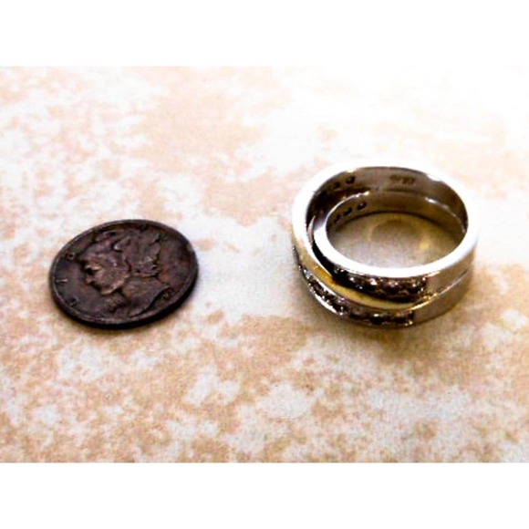 Vintage Sterling Silver Twist Eternity CZ Band Ring , Size 7 - Picture 5 of 9